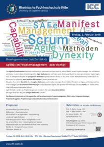 Seminar, Agilität im Projektmanagement, Projektmanagement, TCI GmbH, TCI, RFH Köln, Rheinische Fachhochschule Köln