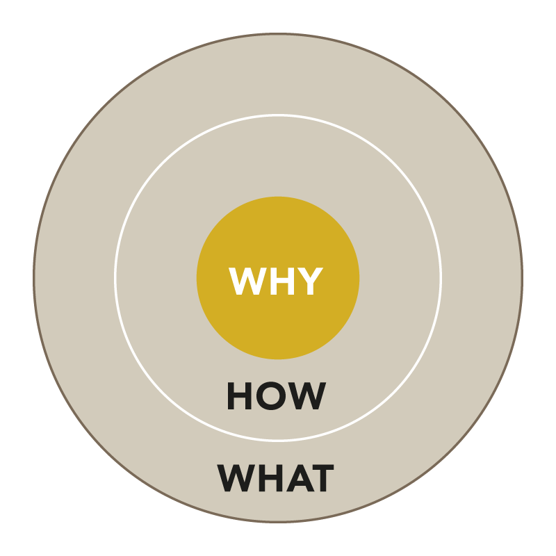 Konzentrisches Kreisdiagramm im Konzept von Shared-LeaderShift© als Führungsmodell zur Unternehmensführung mit Why, How und What bzw. Purpose und Governance